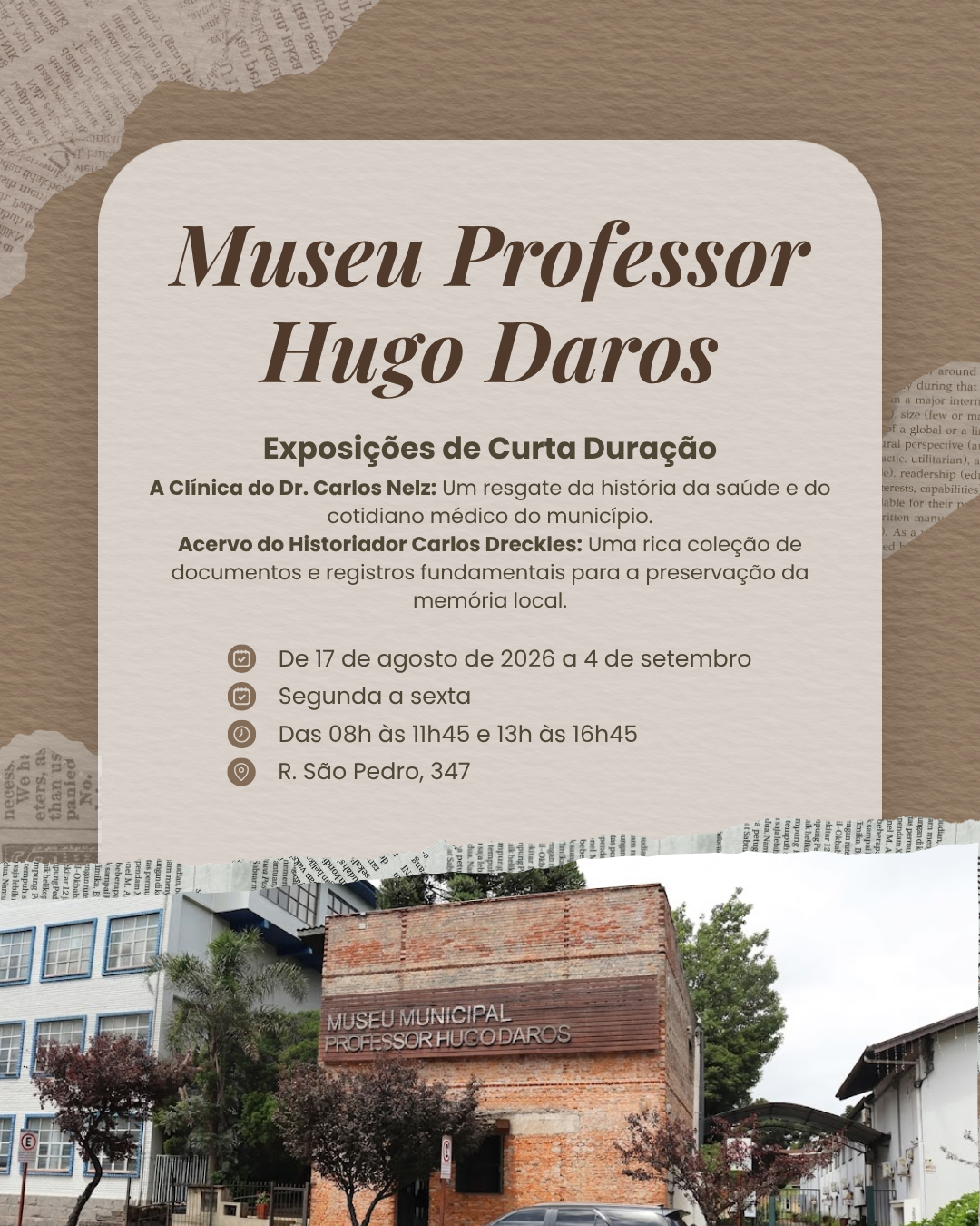 Fachada do Museu Professor Hugo Daros, em Gramado